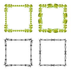 Cup icon frame. Decorative mug border. Barbed wire square. Vector pattern.