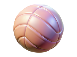 Abstract glossy volleyball delicate pink color gradient professional lighting reflective surface smooth texture 3d illustration isolated on transparent background