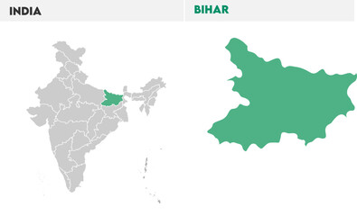 Obraz premium Bihar administrative map, Indian states, suitable for education, business, presentations, print, web use, and creative geographic projects. Indian union territory.