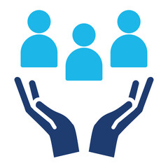Obraz premium Organization Icon In Blue Monochrome Flat Design, Vector Illustration