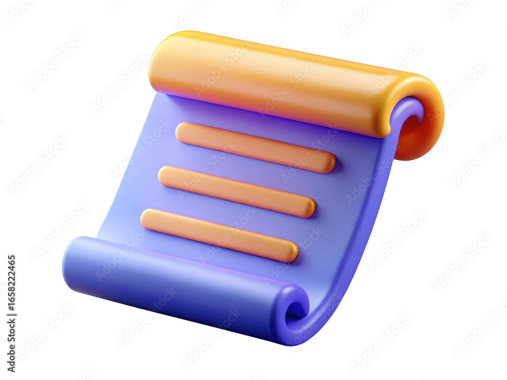 Aufkleber cartoon scroll design business agreement icon list creative 3d rendering data isolated illustration 