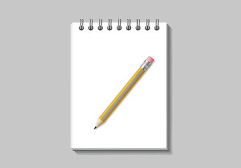 A blank spiralbound notebook with a sharpened pencil, , perfect for notes and ideas