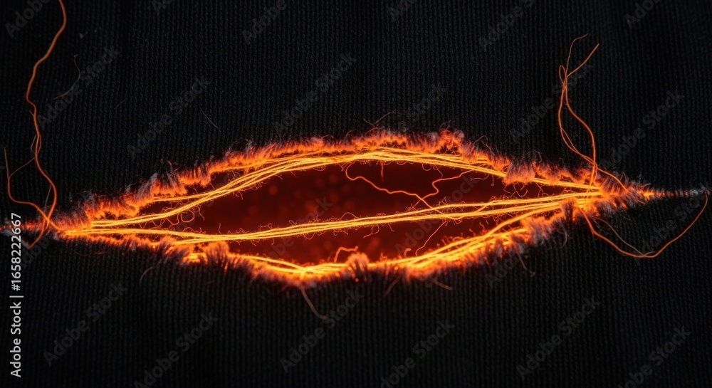 Aufkleber a fiery oval shape with orange glowing lines on a dark background creating a dynamic energy effect