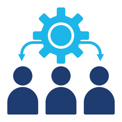 Organization Structure Icon In Blue Monochrome Flat Design, Vector Illustration