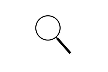 black search icon magnifying glass over transparent background
