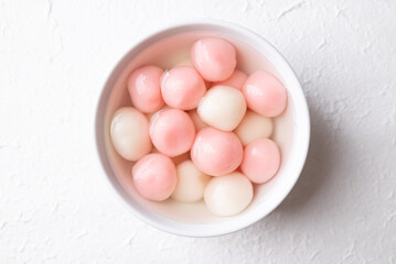Tangyuan (Chinese sweet dumpling), Glutinous rice ball in syrup, Dessert celebrated in mid autumn lantern festival or new year