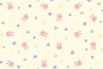 ウサギのパステルカラーの背景イラスト