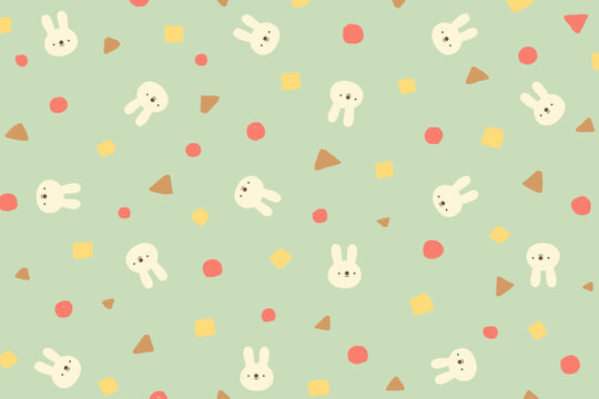 ウサギのパステルカラーの背景イラスト