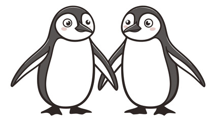 Fototapeta premium Adobe Illustrator ArtwTwo cute cartoon penguins vector illustrationork