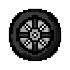 Fototapeta premium Pixelated car wheel design perfect for automotive projects and retro gaming illustrations