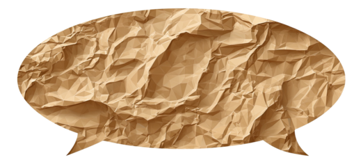 Crumpled brown paper speech bubble