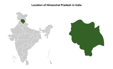 Obraz premium Himanchal Pradesh illustration map, Indian states, suitable for education, business, presentations, print, web use, and creative geographic projects. Indian union territory.