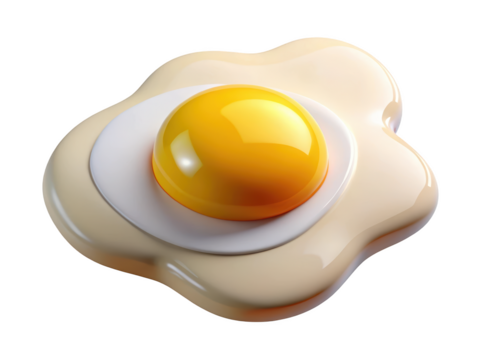 Glossy fried egg with bright yellow yolk and creamy white against a background culinary concept breakfast delight 3d illustration isolated on transparent background - Powered by Adobe