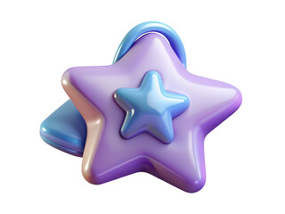 Glossy lavender star with light blue inset star accent isolated rendering 3d illustration isolated on transparent background