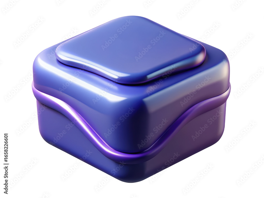 Poster glossy purple box design with smooth edges subtle lighting and beautiful reflections 3d illustration