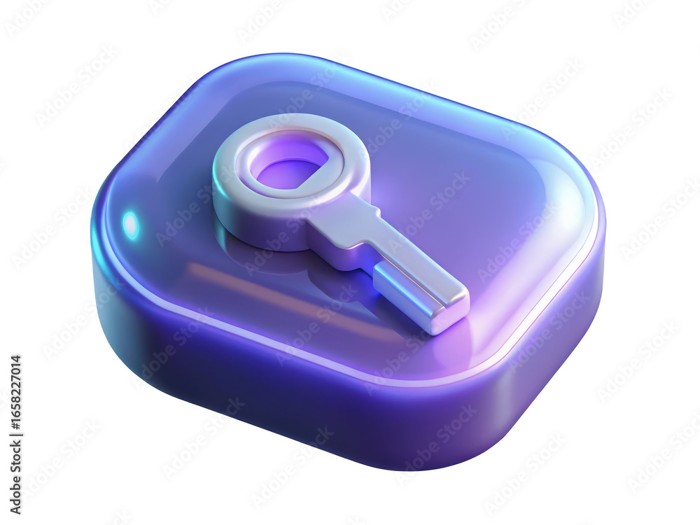 Poster glossy security app icon with key access cyber protection safe digital authentication login concept 