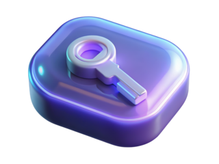 Glossy security app icon with key access cyber protection safe digital authentication login concept 3d illustration isolated on transparent background