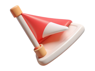 Location pointer minimalist design with rounded edges and red flag icon showing position place location 3d illustration isolated on transparent background