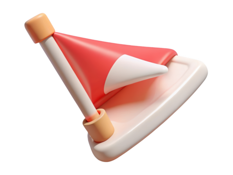 Location pointer minimalist design with rounded edges and red flag icon showing position place location 3d illustration isolated on transparent background - Powered by Adobe