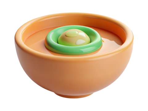 Miso soup with wakame and tofu stylish bowl fresh asian inspired food design 3d illustration isolated on transparent background