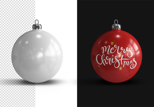 Christmas Ball Ornament Mockup Isolated