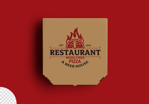 Pizza Box Packaging Mockup Isolated