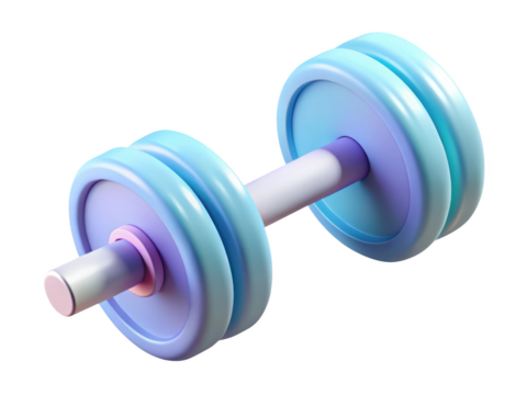 Pastel color dumbbell for fitness and weightlifting cardio exercise health and muscle training 3d illustration isolated on transparent background