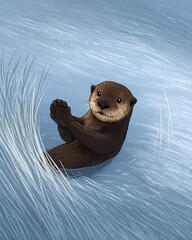 An otter floating on the water