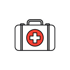 Fototapeta premium First Aid Kit Icon with Red Cross