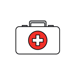 Fototapeta premium First Aid Kit Icon with Red Cross