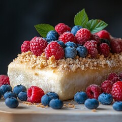 Bread with berries placed around it