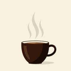 Obraz premium Hot Coffee Cup with Steam - Minimalist Illustration