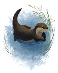 An otter floating on the water