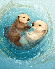 An otter floating on the water