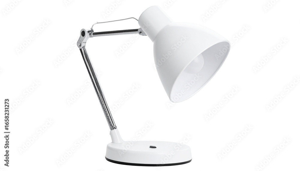 Poster a sleek, minimalist led desk lamp with a flexible neck on a empty plain background isolated on trans