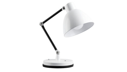 A sleek, minimalist LED desk lamp with a flexible neck on a empty plain background Isolated on transparent background
