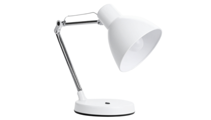 A sleek, minimalist LED desk lamp with a flexible neck on a empty plain background Isolated on transparent background