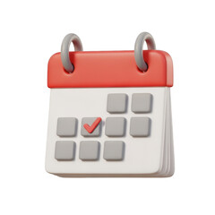 3d calendar with marked date isolated on transparent background