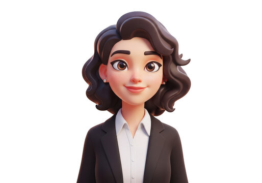 3d stylized businesswoman portrait isolated on transparent background