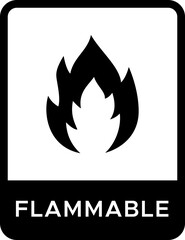 Flammable icon. Fire hazard symbol. Dangerous goods warning label. Vector illustration. With Label Glyph Icon