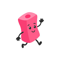 Cute cartoon pencil sharpener character, flat vector illustration