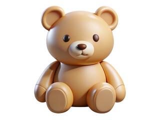 Obraz premium Soft teddy bear sweet plush toy cute brown cartoon character playful design cheerful object kid gift decorative element 3d illustration isolated on transparent background