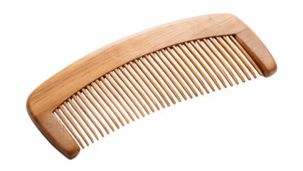 Minimalist Wooden Hair Comb – Natural Material, Isolated on Transparent Background, AI Generated