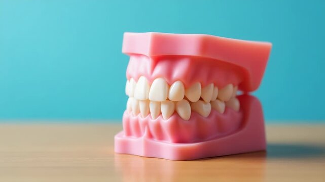 A plastic model of a tooth with missing teeth, suitable for dental education and training purposes