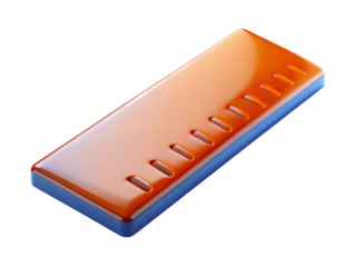 Stylized ruler with increments measurement tool precision education back to school 3d illustration isolated on transparent background