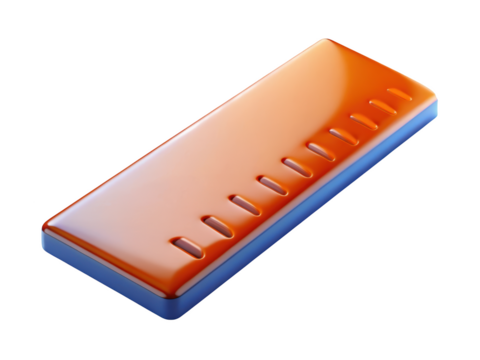 Stylized ruler with increments measurement tool precision education back to school 3d illustration isolated on transparent background