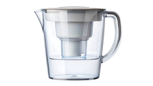 Modern Sleek Water Filter Pitcher, Empty and Clean – Isolated on Transparent Background, AI Generated
