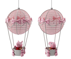 Baby balloon hanging chandelier isolated on white background. 3D rendering