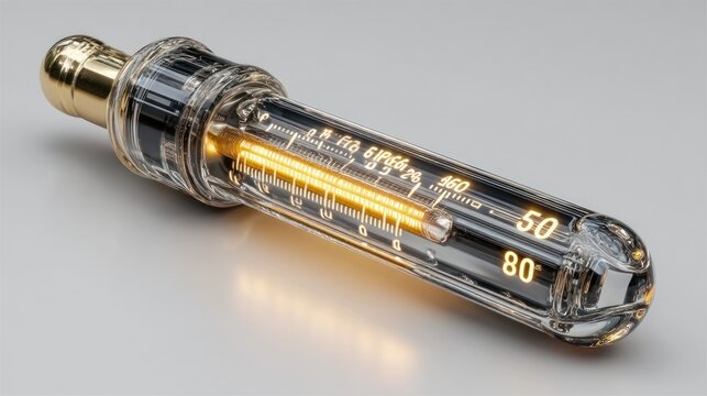 Steampunk thermometer with glowing numerals