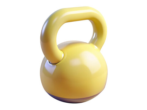 Yellow kettlebell fitness equipment for strength training and exercise routines 3d illustration isolated on transparent background